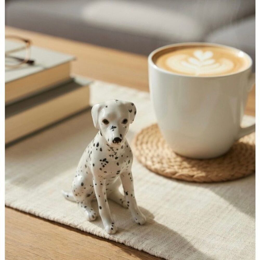 Ceramic Dalmatian Dog Figurine Piece Handmade Collectible Trinket Knickknack 6”